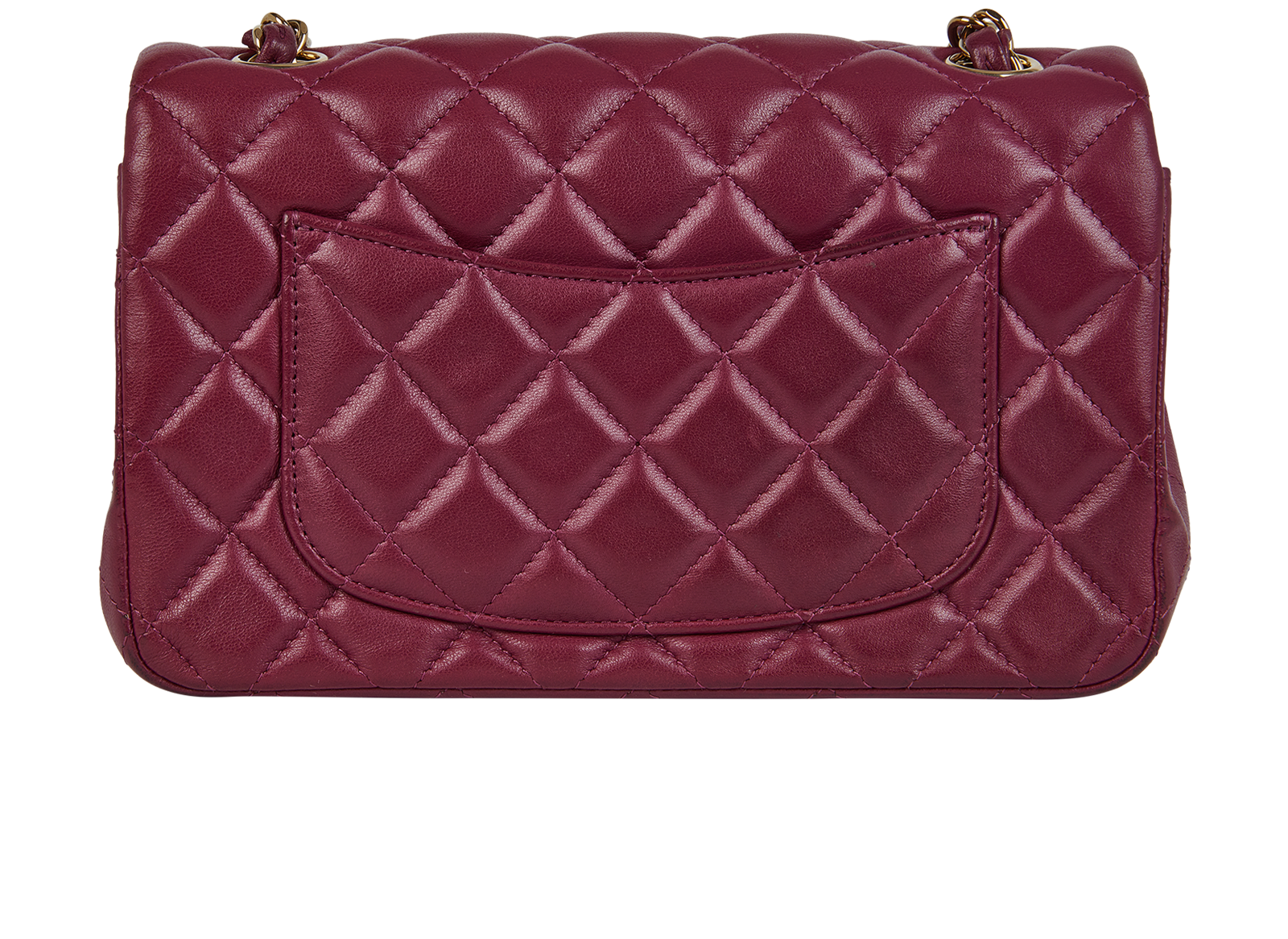 Mini Rectangular Classic Flap, &pound;3,500, Handbags, Purple, Lambskin Leather, Back view
